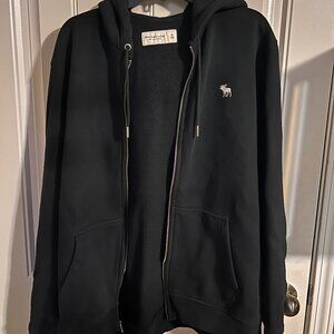 Men's Pre-Owned Abercrombie and Fitch Black Zip Hoodie Size XL